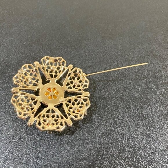 Sarah Coventry Serenade Filigree Star Red Cabochon Rhinestones Pin Brooch - Picture 6 of 7